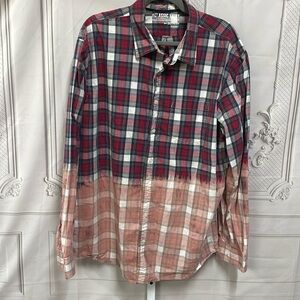 Old Navy Classic Cotton Plaid bleached bottom detail XXL button shirt